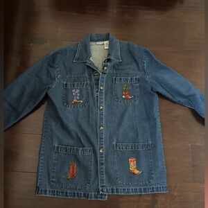 Denim Jacket with Cowboy Embroidery